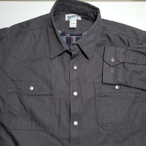 Duluth Mens XLT Fire Hose Flannel Lined Canvas Limber Jac Shacket Snap Gray